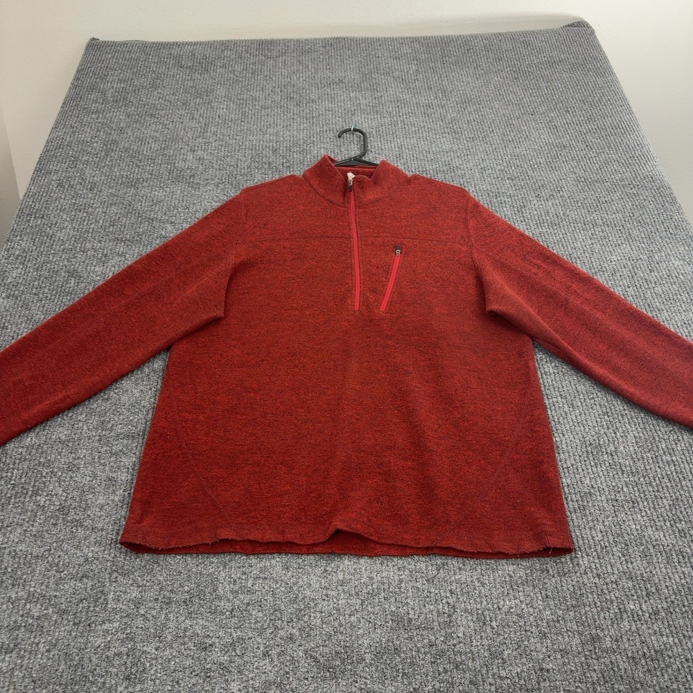 Ibex Quarter Zip Pullover Men L Red Wool Mock Neck Gorpcore Hiking Outdoor Style